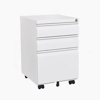 Office Storage Filing Cabinet, 3-Drawer Mobile Filing Cabinet With Lock