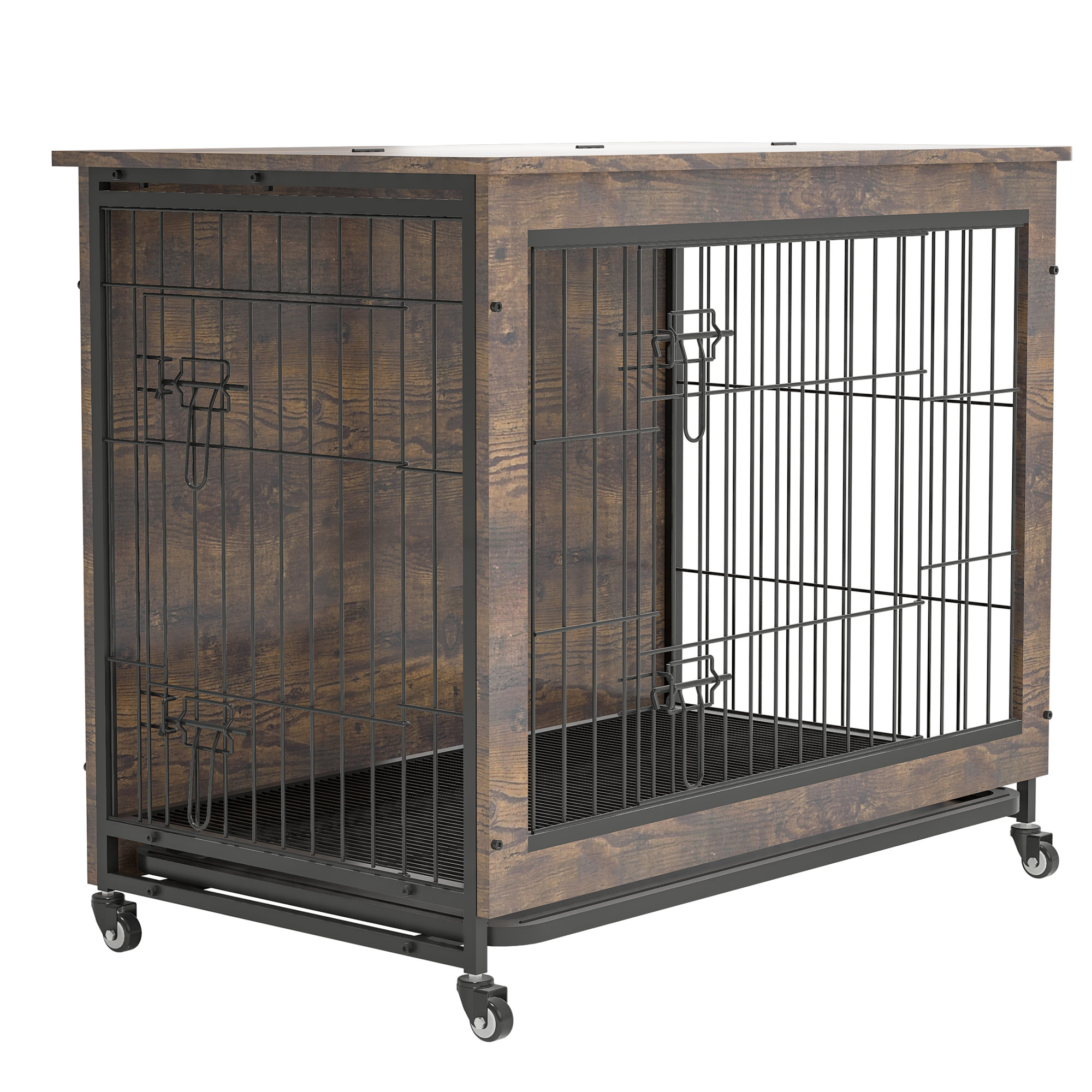 Tucker Murphy Pet™ Double Door Dog Crate Furniture, Modern Kennel