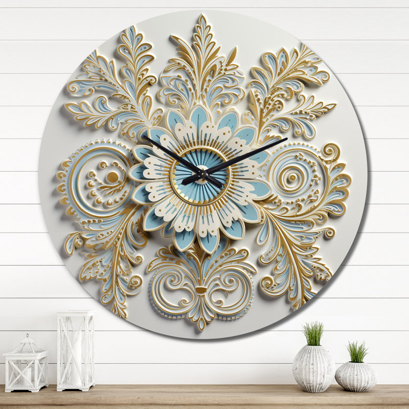 Horloge murale blanche et bleue, Très grand
