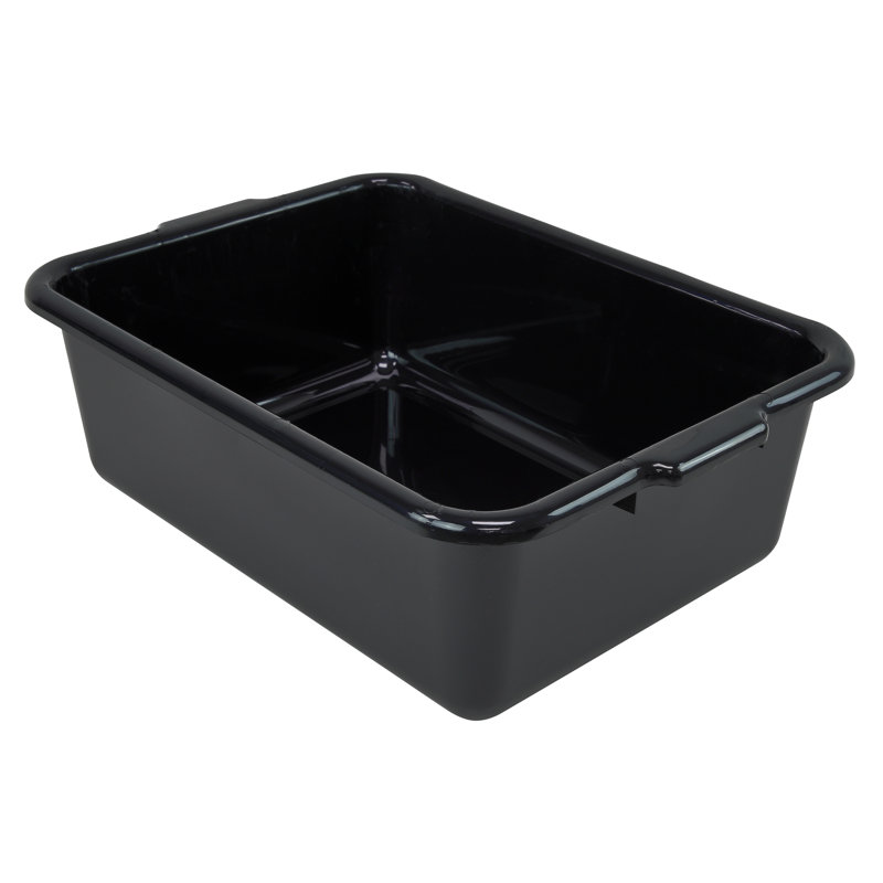 Bussing Tub, flat bottom, polypropylene, NSF, case of 12, 7.00" H x 21.00" W x 15.00" D, Black