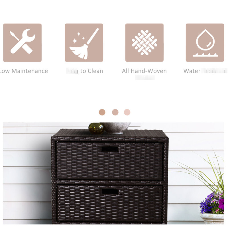 3 Drawer Pe Pool Storage Cabinet - Brown Outdoor Weather Organizer 3 Poolside Towel