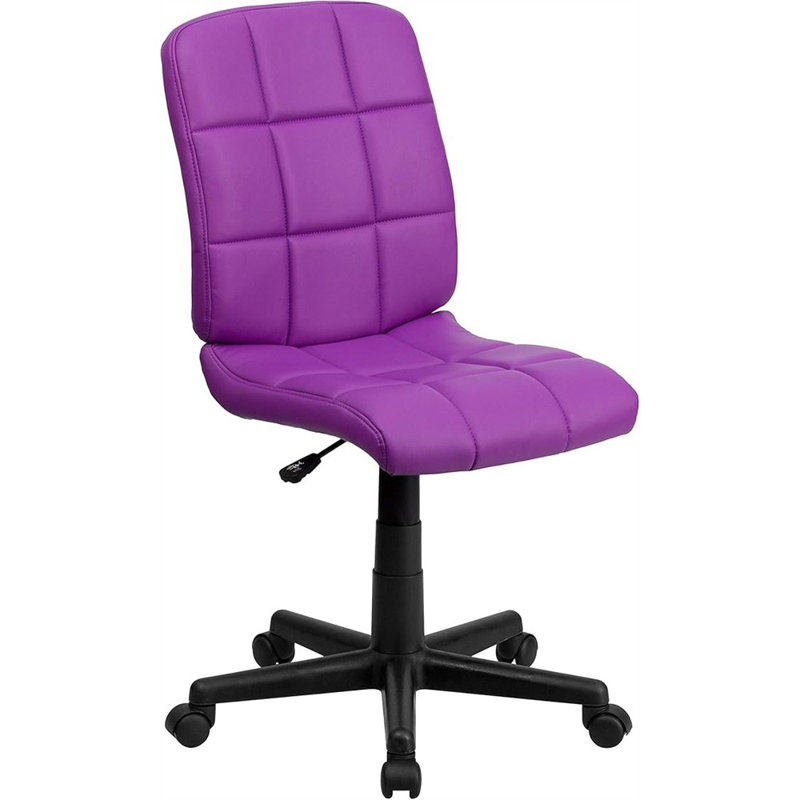 Fauteuil de bureau rotatif en vinyle matelassé à dossier moyen Flash Furniture Clayton, Mauve