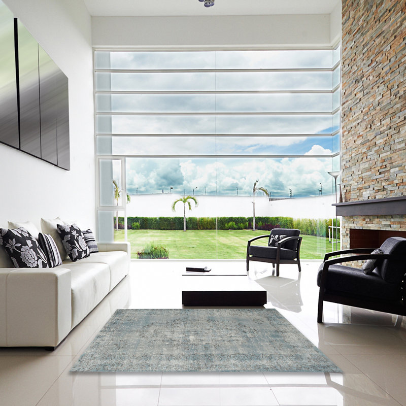 Tapis contemporain gris, Carré 8 pi