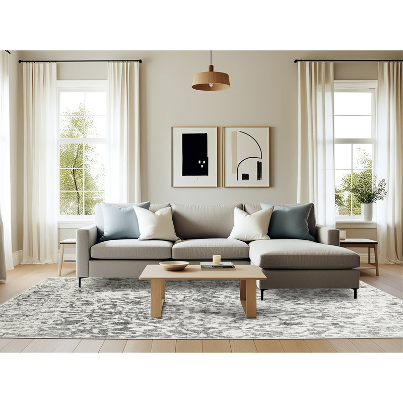 Tapis beige contemporain, Rectangle 6 pi x 9 pi