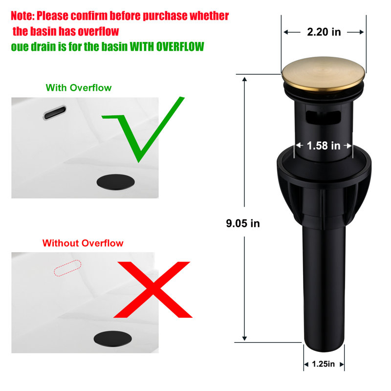 CALBASE Single Handle Single Hole Stainless Steel Bathroom Sink Faucet Brushed Gold Hot and Cold Water valve with Pop Up Drain and Supply Lines