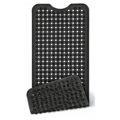 Tapis de bain antidérapant Power Grip 39 x 16 transparent noir
