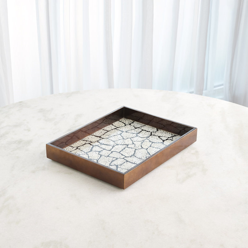 Eggshell Tray-Antique Gold Leaf-Sm, 2.25"H x 18"W x 14"D