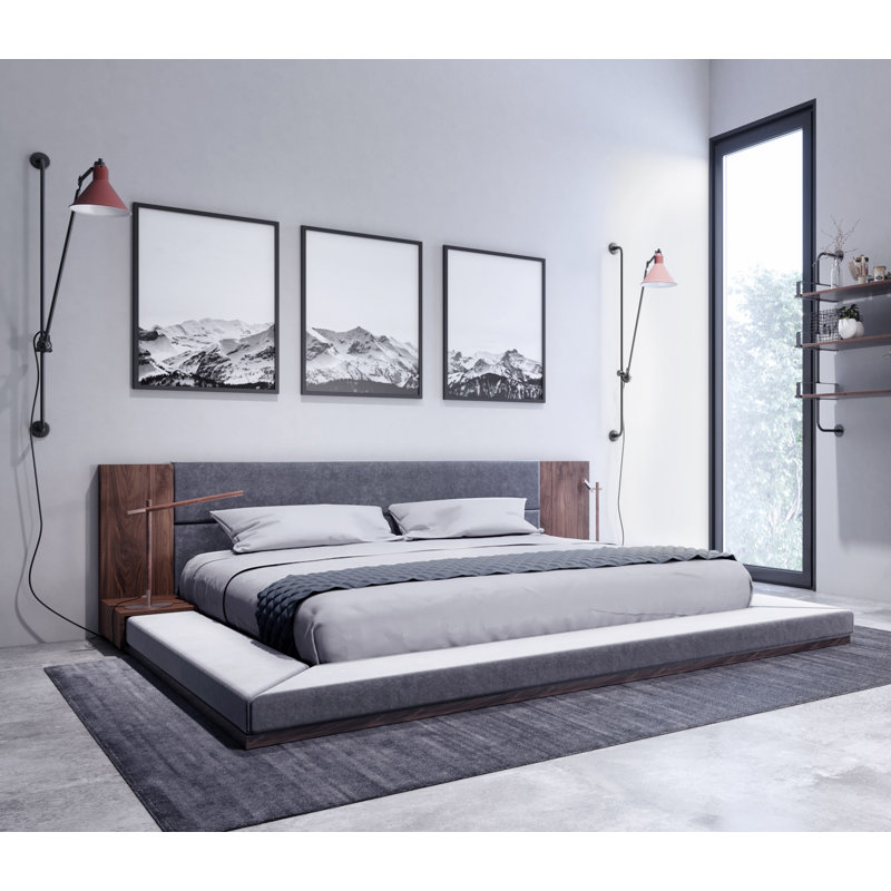 Amalie Upholstered Platform Storage Bed, California King, Walnut