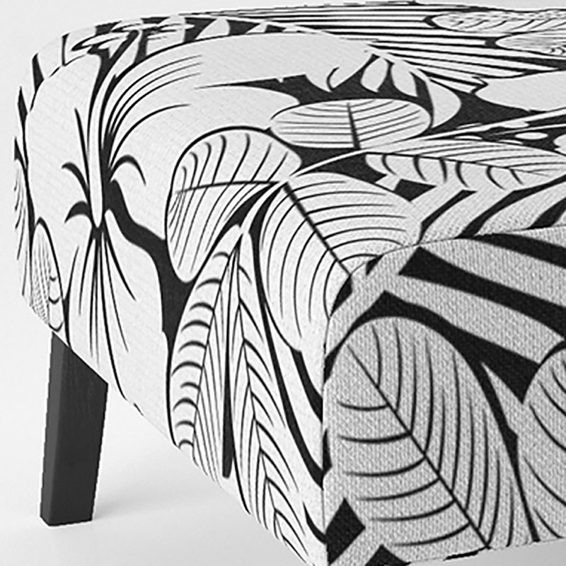 Fauteuil de chambre rembourré Avien - Hibiscus noir et blanc