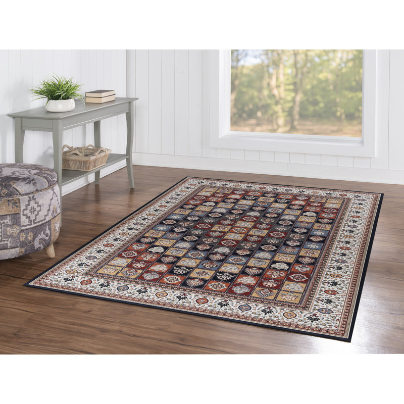 Tapis rouge et ivoire tissé à plat à la machine avec envers antidérapant Emanuel, Rectangle 5 pi x 7 pi
