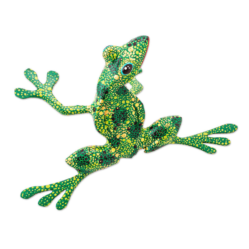 August August® - rainette verte, sculpture en bois Alebrije