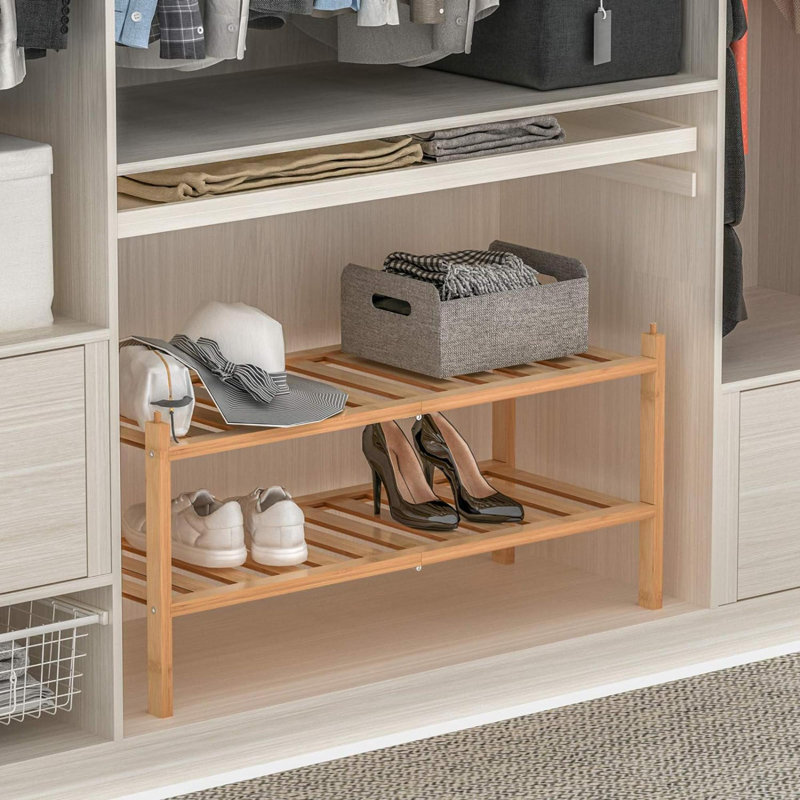 8 Pair Shoe Storage, Natural Wood