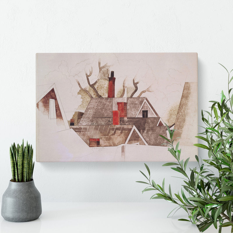 Red Chimneys by Charles Demuth - Wrapped Canvas Painting, 35cm H x 50cm W x 3cm D
