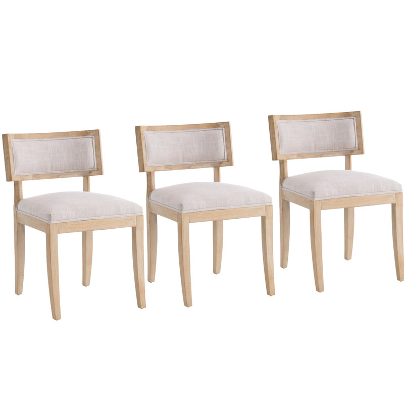 Chaise d'appoint rembourrée en tissu avec dossier incurvé entièrement assemblée (ensemble de 3), 3