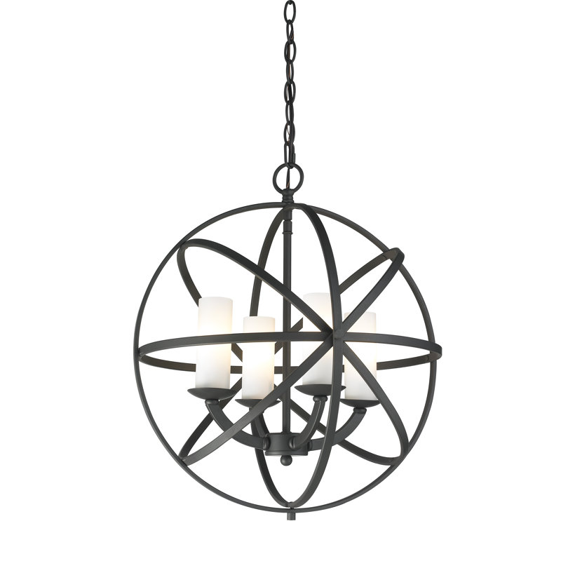 Grammont 4 - Light Dimmable Globe Chandelier, Bronze, 19.29" H x 18.31" W x 18.31" D