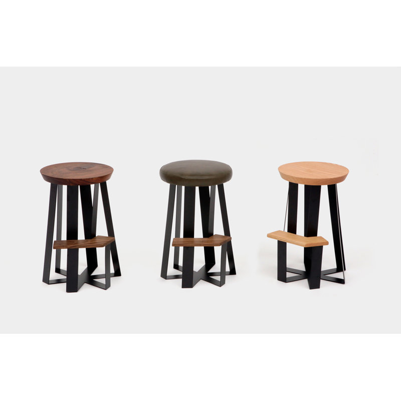 ARS Stool with Metal Frame, Walnut