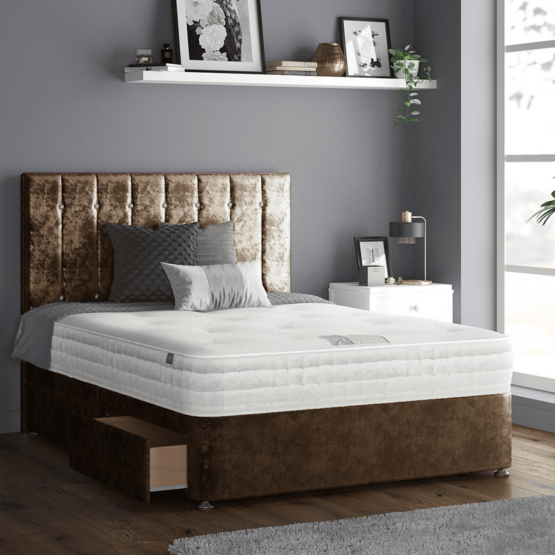 New Fairfield Upholstered Divan Bed, Single (3'), Truffle, 2 Left Drawers