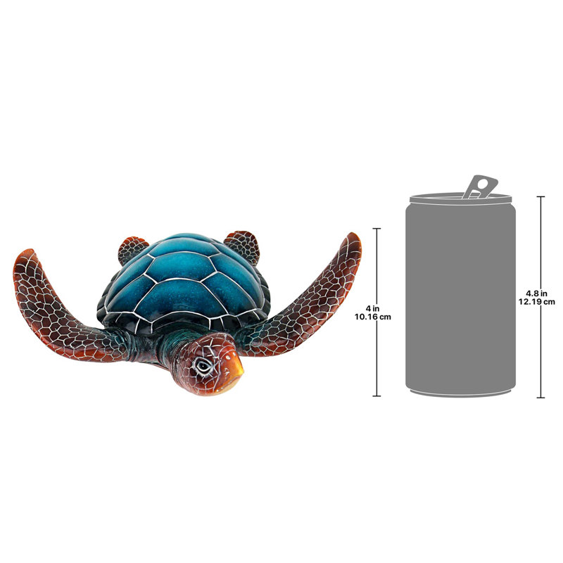 Statue de jardin tortue de mer bleue, Moyen (H 4 po x l 12 po x P 11,5 po)