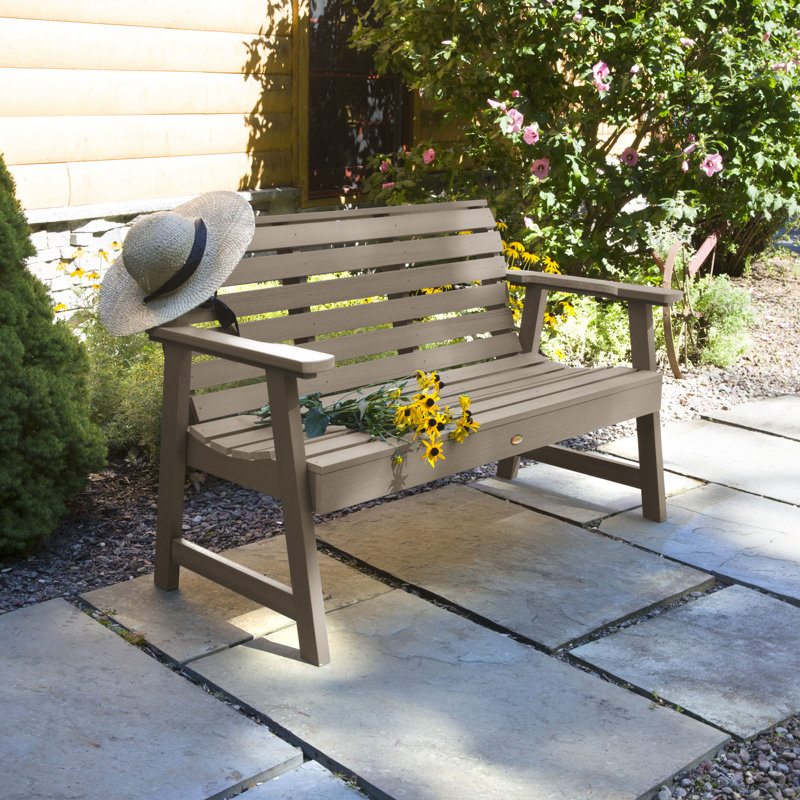 Banc de jardin en plastique Midwest, H 32 po x l 52 po x P 25 po, Brun terrain boisé