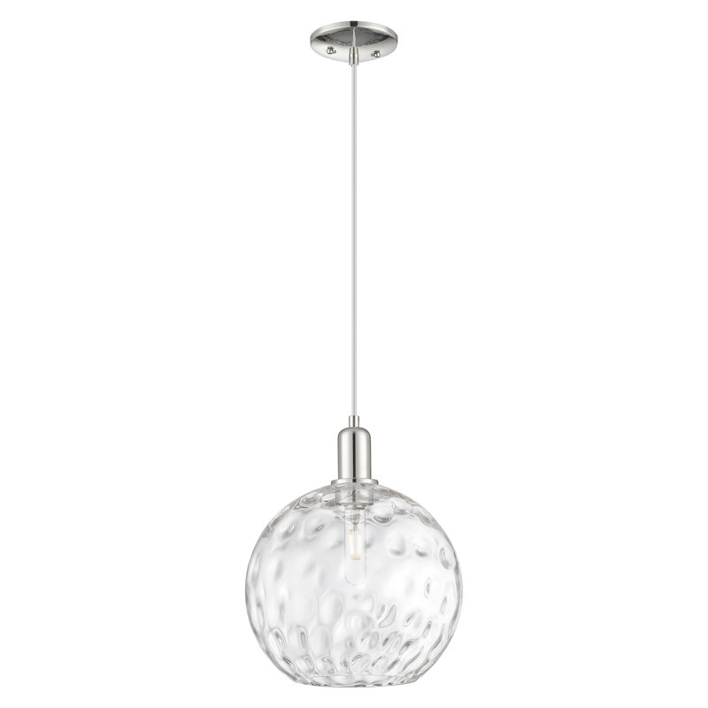 Mini-luminaire suspendu 1 lumière Arcadia, H 10,5 po x l 12 po x P 12 po, Nickel poli