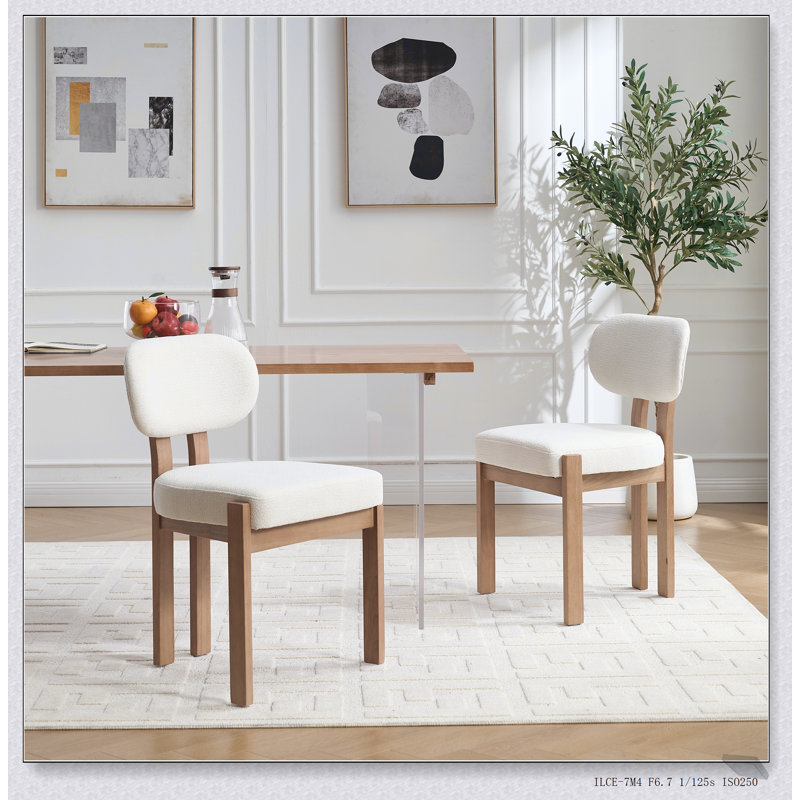 Ensemble de 2 chaises de salle à manger modernes en bois, revêtues de tissu pour le confort et le style, pour la cuisine et la salle à manger