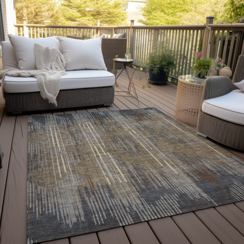 Malek Indoor/Outdoor Area Rug with Non-Slip Backing, Rectangle 3' x 5'