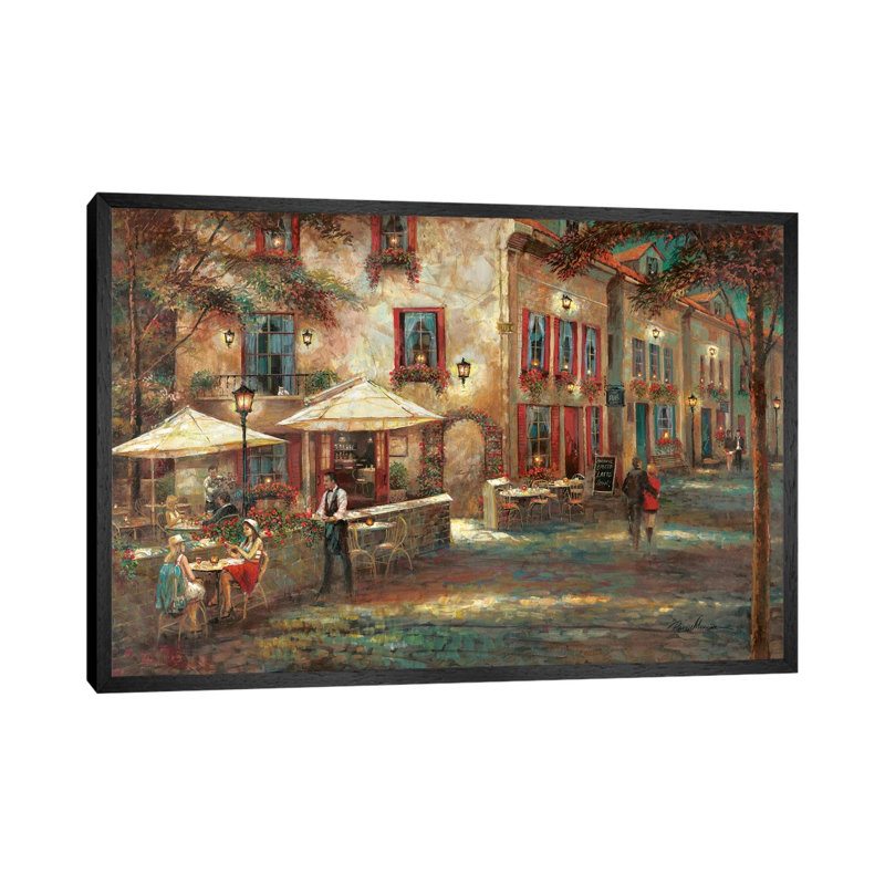 Courtyard Café by Ruane Manning - Gallery-Wrapped Canvas Giclée on Canvas, Black Framed, 66.04 cm H x 45.72 cm W