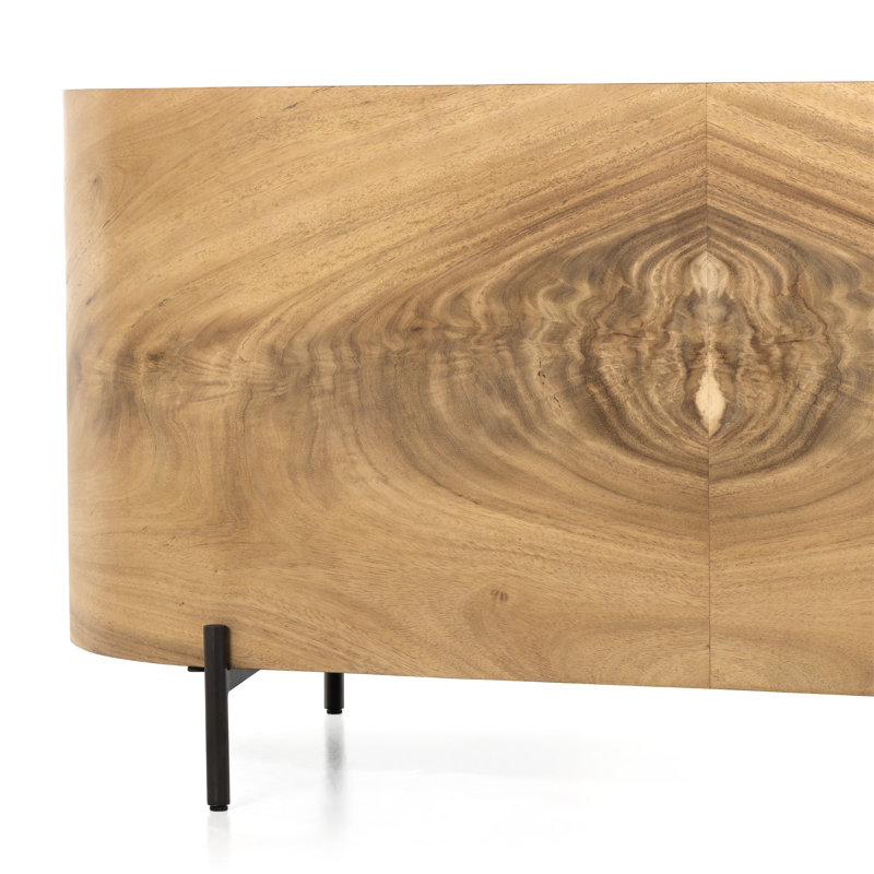 Cleary Oval Metal Base Executive Desk, Gold Guanacaste