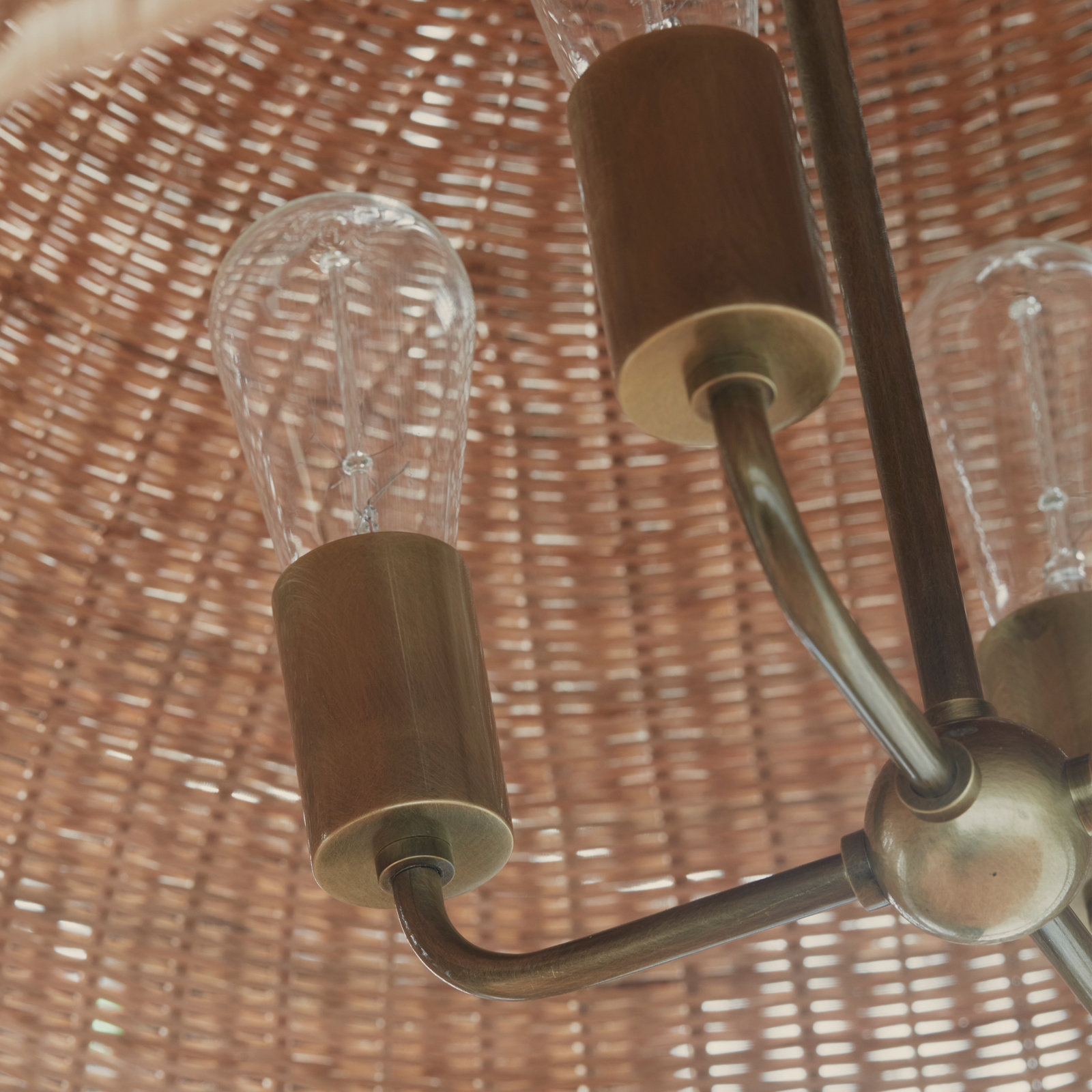 Augusta Rattan/Wicker Dimmable Pendant, 19"H x 30"W x 30"D, 4