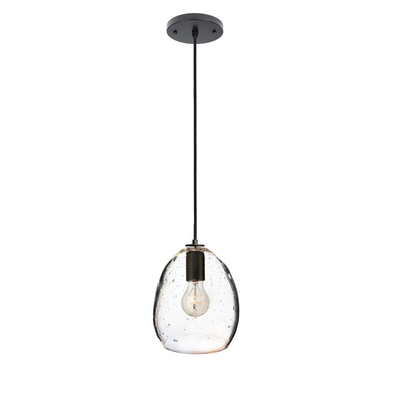 1 - Light Pendant, Black, Seeded, Yes