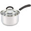Casserole en acier inoxydable de 3 pintes avec couvercle Cook N Home, casserole à induction pour cuisine, poignée en silicone Stay-Cool