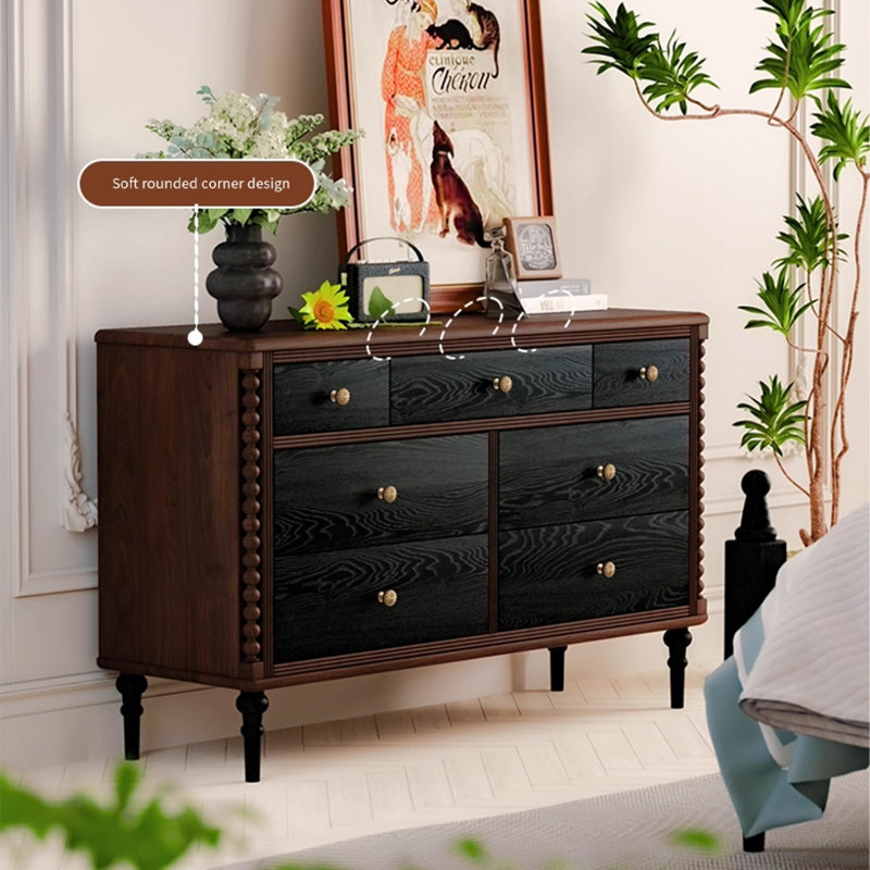 Armoire d'appoint en bois massif brun noisette, H 29,53 po x L 46,85 po x l 15,35 po
