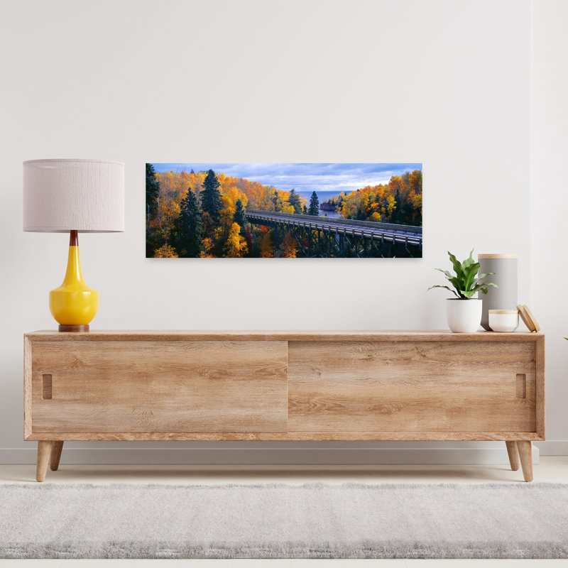 Baptism River into Lake Superior Tettegouche State Park Minnesota 1 Piece Wrapped Canvas Panoramic Wall Art