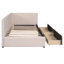 Structure de lit simple avec housse rembourrée et 2 tiroirs de rangement beiges - sans sommier, tiroirs de lit de jour pratiques et élégants pour la chambre à coucher, lin, ressort requis, créer un confort-1718807815