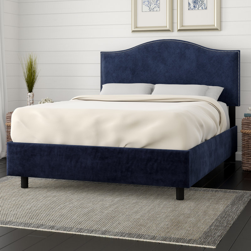 Brighton Upholstered Platform Bed, Queen, Classic Velvet Light Grey