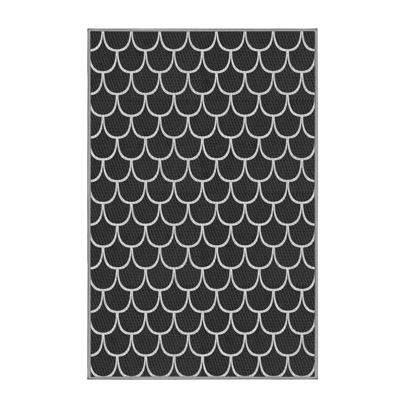 Tapis décoratif géométrique noir Schreiber, Rectangle 5 pi x 7 pi