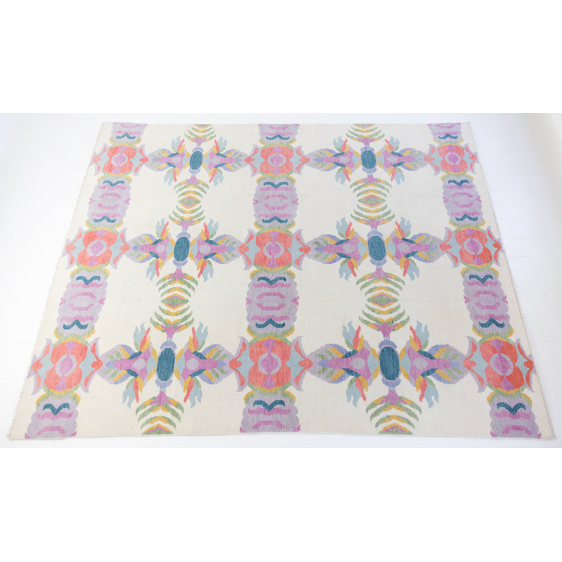 Evie White Modern Oushak Rug, Square 10'