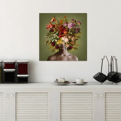 «In The Green Room», art mural portrait d'automne contemporain surréel