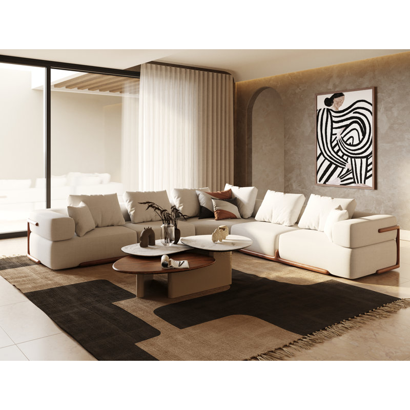 Simone - Canapé modulaire en tissu blanc cassé