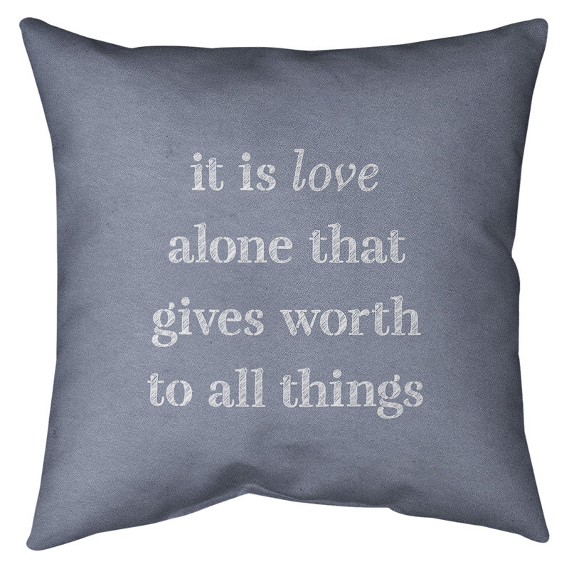 Coussin de sol amour inspirant, 40 po x 40 po, Bleu / Blanc