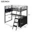 Lit mezzanine simple avec bureau à DEL, tablettes et tablettes - bureau en métal noir, spacieux et confortable-976923681