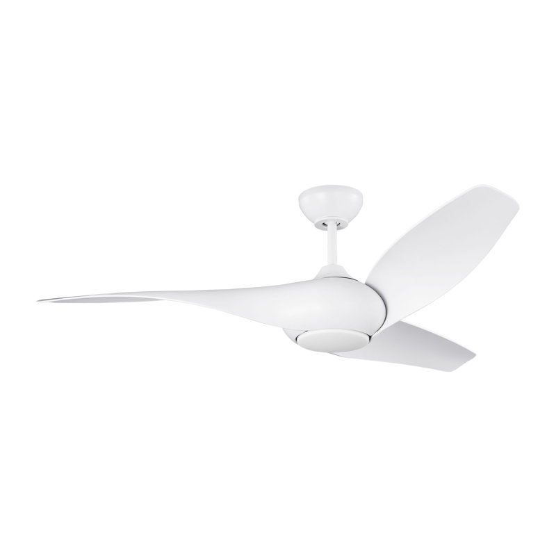 Topan Smart 52 LED Indoor Ceiling Fan with Threaded Downrod, ABS blades and Handheld Remote, Matte White/Matte White