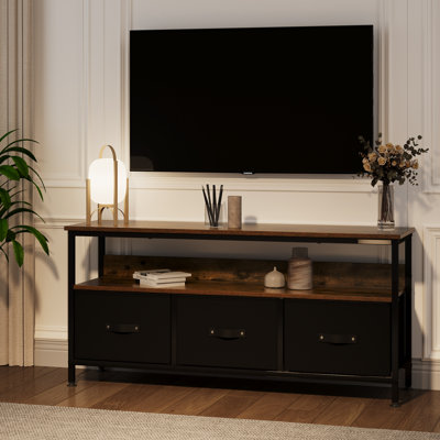 Modern TV Stand Dresser - Media Console with Storage Drawers & Open Shelves - Space-Saving Entertainment Center for Living Room or Bedroom - Fits TVs