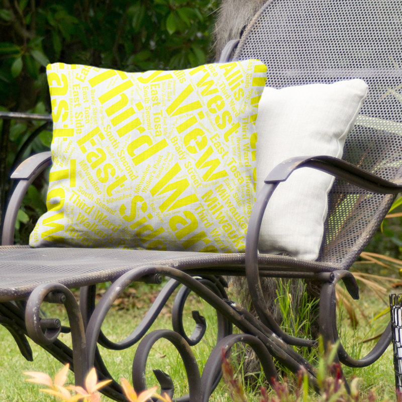 Coussin décoratif intérieur/extérieur milwaukee, Non, H 16 po x l 16 po, Jaune