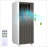 8000 Btu Portable Air Conditioner, 3-in-1 Cooling, Dehumidifier & Fan For 350 Sq. Ft Rooms, Standing Air Conditioner With Quiet Operation, 24h Timer, Sleep Mode, Remote & Window Kit, Reusable Filter , White & Grey