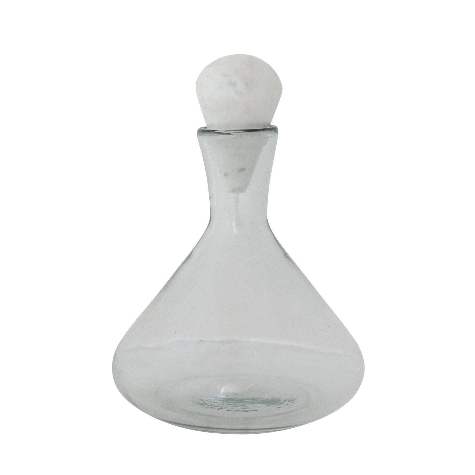 Hand-Blown Glass Decanter with Marble Stopper