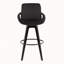 Tabourets de bar pivotants à hauteur fixe, structure en bois noir avec siège en similicuir noir, repose-pieds rond en métal, ensemble de 2, îlot de cuisine et tabouret de bar-300546850