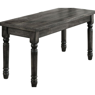 40Inch Rustic Style Gray Wooden Bench, Weathered Finish, Solid Rubberwood Turned Legs, 18Inch Height, 14Inch Depth, For Dining Room Finish Bench Room, Tall, Wide, 22Lb