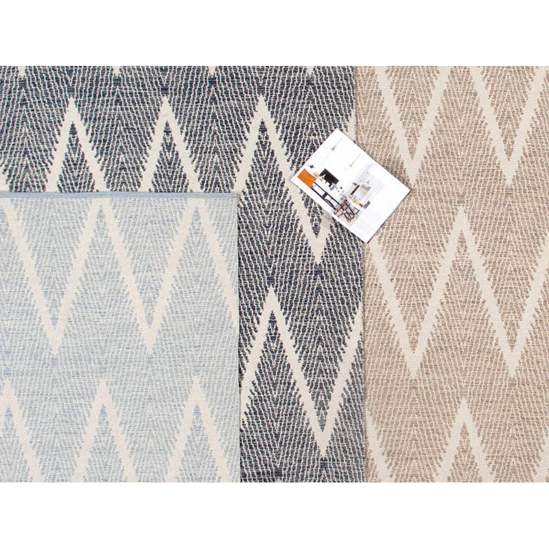Tapis beige / ivoire à motif de chevrons en laine / coton fait à la main 5 pi x 8 pi