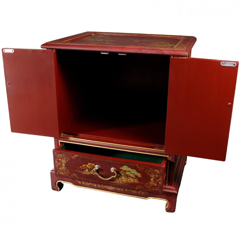 Table de bout avec rangement Diarmid, Rouge craquelé